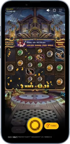 Pirates Plenty Megaways Wild Monkey Feature auf Mobilgerät